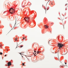 Bloody Flowers in Creating Patterns Using Watercolor course. Moda, Pattern Design, Design de moda, e Pintura em aquarela projeto de Ecaterina Moraru - 17.06.2021