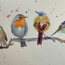 My project in Artistic Watercolor Techniques for Illustrating Birds course. Un proyecto de Ilustración tradicional, Pintura a la acuarela, Dibujo realista e Ilustración naturalista				 de Keli DiRisio - 19.07.2021