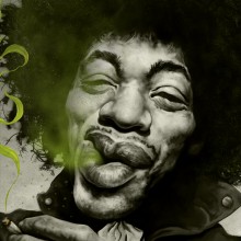 Caricatura de Jimmy Hendrix. Un projet de Illustration traditionnelle, Beaux Arts, Peinture, Dessin, Illustration de portrait, Dessin numérique , et Peinture numérique de Pol Serra - 20.07.2021