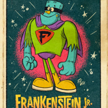 Frankenstein Jr. . Un proyecto de Ilustración tradicional, Diseño de personajes, Diseño de carteles, Ilustración digital e Ilustración infantil de Ed Vill - 03.08.2021