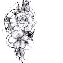 Floral, esboço para tatuagem . Traditional illustration, Art Direction, and Creativit project by Alê Resende - 08.04.2021