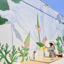 Native Poppy mural. Traditional illustration, Installations, Fine Arts, Painting, Street Art, and Decoration project by Celeste Byers - 07.07.2021