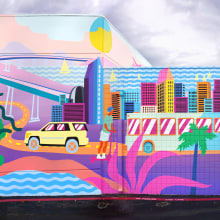 Lyft mural in San Diego, California. Design, Traditional illustration, Fine Arts, Painting, and Street Art project by Celeste Byers - 08.05.2021