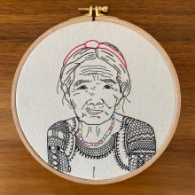 Whang-od Oggay Embroidered Portrait. Arts, Crafts, Portrait Illustration, and Embroider project by Amanda Farrell - 02.01.2021