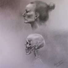 Head anatomy study 100 x 70 cm. Un proyecto de Dibujo realista de Kate Żurawska - 07.08.2021
