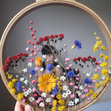 Dried Flowers on tulle embroidery -  Wild meadow design. Arts, and Crafts project by Olga Prinku - 04.26.2021