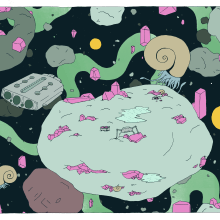 Production Backgrounds: Crystal Asteroids (from the GhostShrimp Online Group Workshop). Traditional illustration, Digital Illustration, and Graphic Humor project by Micah Miranda - 03.27.2020