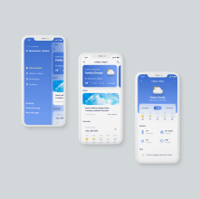 Cloudy - Weather Mobile App UI. Un proyecto de Diseño, UX / UI, Diseño mobile, Diseño de apps y Desarrollo de apps de Nischhal Subba - 29.07.2021