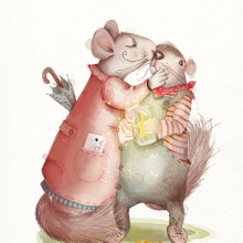 El beso. Traditional illustration, Character Design, Digital Illustration, Watercolor Painting, and Children's Illustration project by Maria Paniagua - 08.27.2021