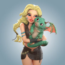 Dragon girl. 3D, and Character Design project by Javier Benver - 08.13.2021