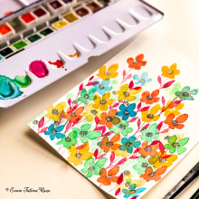 Loose water color Florals. Ilustração tradicional, Pintura em aquarela e Ilustração têxtil projeto de Erum Fatimah Raza - 06.08.2021