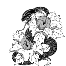 Serpiente japonesa en balckwork. Traditional illustration, Digital Illustration, and Tattoo Design project by carlosziadaliyassin - 08.30.2021