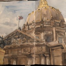 SF City Hall. Sketching, Drawing, Watercolor Painting, Architectural Illustration, Sketchbook & Ink Illustration project by djames941 - 08.31.2021