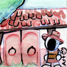 Astroanuta Mexicano: Ilustración en acuarela con influencia japonesa. Traditional illustration, Drawing, and Watercolor Painting project by A- Caraveo - 08.29.2021