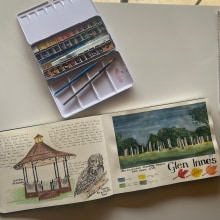 My project in Watercolor Travel Journal course. Traditional illustration, Watercolor Painting, Architectural Illustration, and Sketchbook project by Robyn Harvey - 08.30.2021
