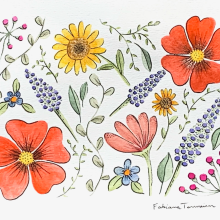 Universo floral - uma nova descoberta. Ilustração tradicional, Pattern Design, Pintura em aquarela e Ilustração botânica projeto de Fabiana Tomaim de Oliveira - 01.09.2021