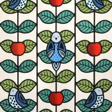 Contemporary Stained Glass Front Door Set - Apples and Birds. Interior Decoration project by Flora Jamieson - 09.04.2021