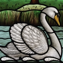 Stained Glass Sliding Doors with Swans and Pond Design. Interior Decoration project by Flora Jamieson - 09.06.2021