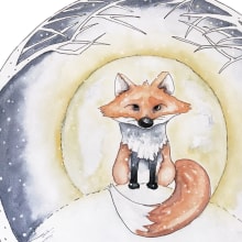 Moonlight Fox - Illustration . Traditional illustration, Advertising, Product Design, Paper Craft, Watercolor Painting & Ink Illustration project by Tracey Preston - 09.08.2021