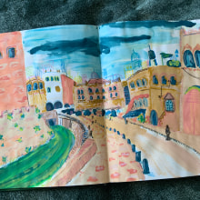 Jerusalem Urban Sketch with Gouache . Un proyecto de Ilustración tradicional, Bocetado, Dibujo, Ilustración arquitectónica, Sketchbook y Pintura gouache de Abbey - 01.09.2021