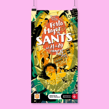 Fiesta Mayor de Sants. Un proyecto de Ilustración tradicional, Diseño gráfico, Diseño de carteles y Dibujo digital de Enrique Molina - 24.08.2021