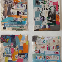 Collage para el bloqueo mental en bucle, utilizando frases repetitivas de canciones que me gustan.. Un proyecto de Ilustración tradicional y Educación de Nathalie Carrascosa - 12.09.2021