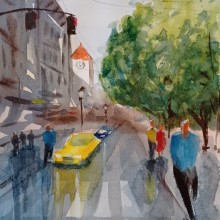 My project in Urban Landscapes in Watercolor course. Fine Arts, Watercolor Painting, and Architectural Illustration project by Agni Kuokkanen - 09.14.2021