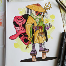 Yokai-Tengu. Un proyecto de Diseño, Ilustración tradicional, Diseño de personajes y Diseño editorial de Natalia Chico Soria - 13.09.2021