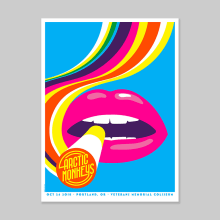 Arctic Monkeys - Portland - Screen printed gig poster. Un proyecto de Diseño, Ilustración tradicional, Publicidad, Diseño gráfico, Marketing, Serigrafía, Diseño de carteles y Dibujo digital de Dan Stiles - 01.09.2018