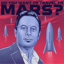 Vote Elon Musk for Mars president. Un progetto di Design, Illustrazione tradizionale, Character design e Graphic design di Eduardo Medina - 07.08.2021
