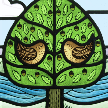 Contemporary Stained Glass Landscape with Birds & Trees. Interior Decoration project by Flora Jamieson - 09.24.2021