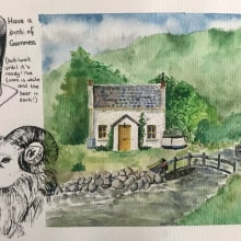 Caderno de viagem: um dia na Irlanda. Traditional illustration, Watercolor Painting, Artistic Drawing, Architectural Illustration, and Sketchbook project by Fernanda Nascimento - 09.23.2021