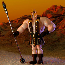 Sunset Warrior - Diseño personaje Blender 3D. Un proyecto de 3D, Animación 3D, Modelado 3D y Diseño 3D de Alejandro Cardozo Rubio - 25.09.2021