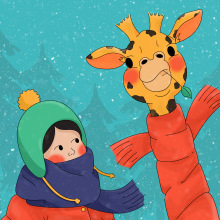 the giraffe and the boy. Un proyecto de Ilustración tradicional, Diseño de personajes e Ilustración infantil de Busra Yuce - 20.01.2021