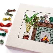 Botanical Home Series - Sage Fireplace. Embroider project by Jen Smith - 10.05.2021
