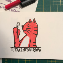 Il Talento di Roma - A logo with a sort of mascotte for a webmagazine (fb, Instagram and website) about Rome. The cat is a sort of feline version of the iconic New Yorker character, with some sort of "sprezzatura" that makes him a natural snob. ;). Design, Traditional illustration, Character Design, Graphic Design, Logo Design, and Digital Illustration project by Gianluca Manna - 10.06.2021