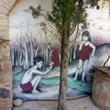 Mural II. Hotel Rural "La vida de antes". Un proyecto de Bellas Artes, Pintura, Escenografía y Arte urbano de María Gomes - 23.10.2021