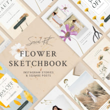 Flower Sketchbook Stories Social Kit. Graphic Design, Social Media, and Social Media Design project by Sparrow & Snow - 10.23.2018