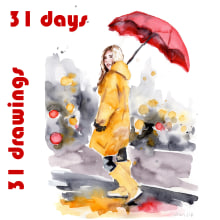 31 Days 31 Drawings 2021. Ilustração tradicional, Pintura, Pintura em aquarela, e Sketchbook projeto de Tina Ritter - 01.10.2021