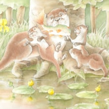 Otter matters. Traditional illustration, Fine Arts, Painting, Drawing, Watercolor Painting, Children's Illustration, and Narrative project by Anna E. Lukasik-Fisch - 10.19.2021