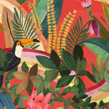 Estampa Floresta Legal para Farm Rio. Un proyecto de Diseño, Ilustración tradicional, Diseño gráfico, Pintura, Pattern Design y Estampación de Isabela de Oliveira - 03.11.2021