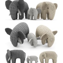 Knitted Elephants Toys. 3D, 3D Modeling, and ArchVIZ project by Milan Stevanović - 02.18.2018