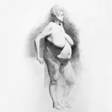Desnudo femenino a carboncillo. Realistic Drawing project by Paula Jiménez - 11.13.2021