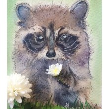 Study of a racoon - Loose with a limited palette. Traditional illustration, Watercolor Painting, and Artistic Drawing project by Michela Gissi - 11.18.2021