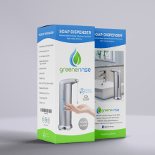 Packaging para dispensador de gel GREENERINSE. Un proyecto de Diseño gráfico y Packaging de Eduardo Morente Hernandez - 23.11.2021