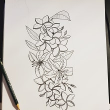 Mon projet du cours : Tatouage botanique en pointillisme. Traditional illustration, Tattoo Design, and Botanical Illustration project by Elena Dessena - 11.25.2021