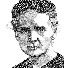 Marie Curie. Un proyecto de Ilustración tradicional, Bellas Artes, Tipografía, Lettering, Ilustración de retrato y Dibujo de Retrato de Begoña Blázquez Parro - 02.12.2021