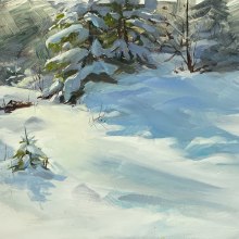 Schneebild, gemalt en plein air (snow painting). Fine Arts, Painting, and Oil Painting project by Yo Rühmer - 12.09.2021