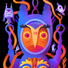Owl Totem Tattoo. Illustration, Vector Illustration, and Sketchbook project by Nathan Jurevicius - 12.14.2021