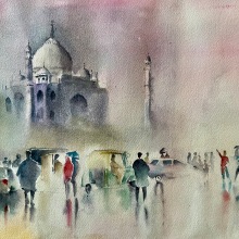 wet day in Agra, India. Architectural Illustration project by Anil Khare - 12.21.2021